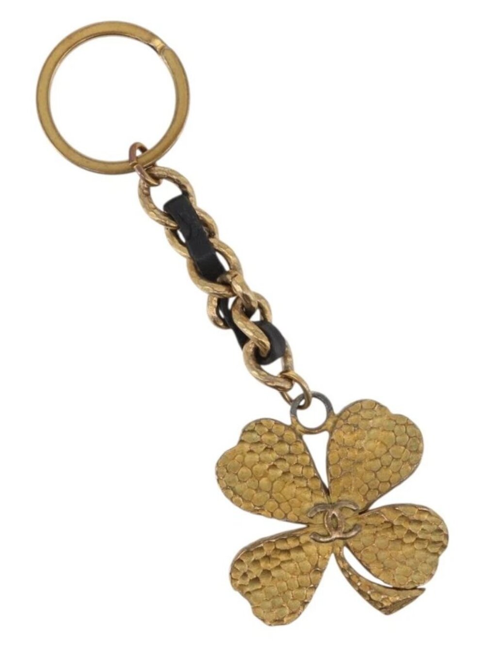 CHANEL COCO Mark Key Ring Charm metal Gold CC Auth bs34873